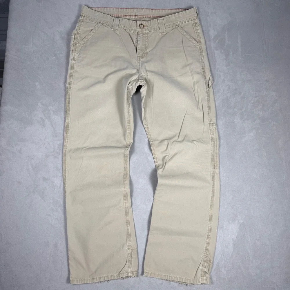 Y2K Mens Dickies Relaxed Fit Carpenter Workwear Pants Tan 30x28